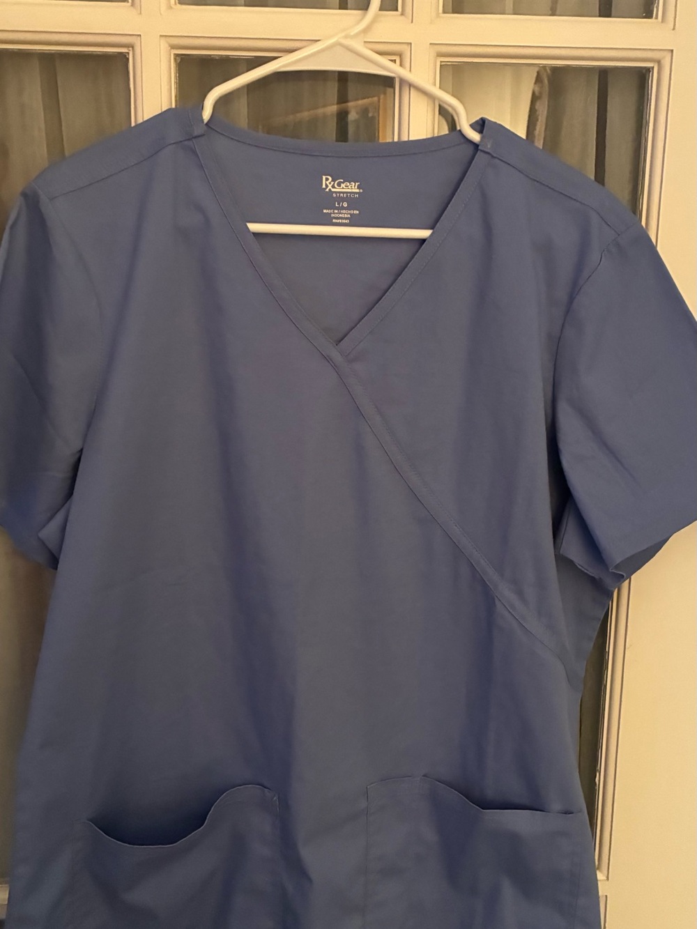 Blue Women's V-Neck Scrub Top